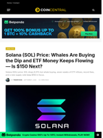 Solana (SOL) Price: Whales Are Buying the Dip and ETF Money Keeps Flowing — Is $150 Next? - CoinCentral