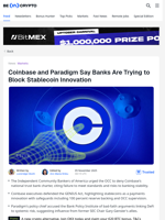 Coinbase, Paradigm Slam US Banks for Blocking Crypto