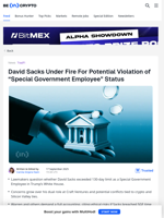 David Sacks Faces Ethics Probe Over White House Advisor Role