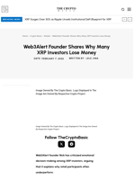 Web3Alert Founder Shares Why Many XRP Investors Lose Money