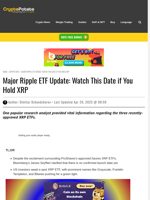 Major Ripple ETF Update: Watch This Date if You Hold XRP