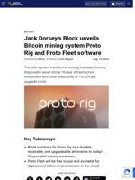 Jack Dorsey’s Block unveils Bitcoin mining system Proto Rig and Proto Fleet software