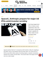 SpaceX, Anthropic prepare for major US IPOs amid investor scrutiny