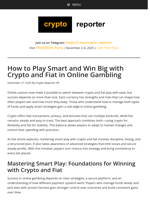 How to Play Smart and Win Big with Crypto and Fiat in Online Gambling