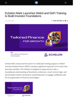 Echelon Mark Launches Web3 and DeFi Training to Build Investor Foundations - Visionary Financial
