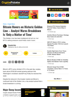 Bitcoin Hovers on Historic Golden Line - Analyst Warns Breakdown Is 'Only a Matter of Time'