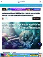 Metaplanet Buys $52M Bitcoin as Bitcoin Hyper Hits $7M