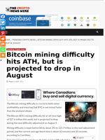 Bitcoin mining difficulty hits ATH, but is projected to drop in August - The Crypto News Wire