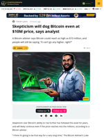 Bitcoin Price Skepticism Will Remain Into The Millions: Analyst