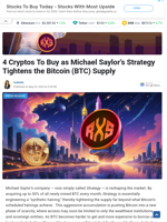 4 Cryptos To Buy as Michael Saylor's Strategy Tightens the Bitcoin (BTC) Supply