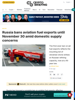 Russia bans aviation fuel exports until November 30 amid domestic supply concerns