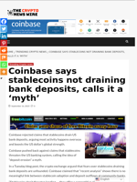 Coinbase says stablecoins not draining bank deposits, calls it a ‘myth’ - The Crypto News Wire