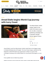 Amad Diallo begins World Cup journey with Ivory Coast