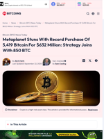 Metaplanet Stuns With Record Purchase Of 5,419 Bitcoin For $632 Million: Strategy Joins With 850 BTC - 99Bitcoins