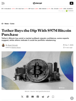 Tether Buys the Dip With $97M Bitcoin Purchase - Decrypt