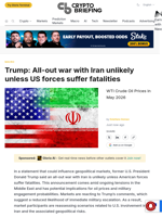 Trump: All-out war with Iran unlikely unless US forces suffer fatalities