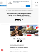 Hoskinson Says Everything Is Getting Better in the Cardano Ecosystem