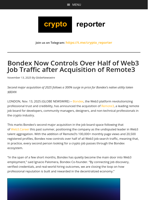 Bondex Now Controls Over Half of Web3 Job Traffic after Acquisition of Remote3