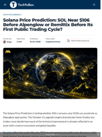 Solana Price Prediction: SOL Near $106 Before Alpenglow or Remittix Before Its First Public Trading Cycle? - TechBullion