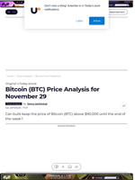 Bitcoin (BTC) Price Analysis for November 29 - U.Today