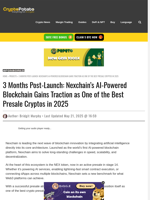 3 Months Post-Launch: Nexchain’s AI-Powered Blockchain Gains Traction as One of the Best Presale Cryptos in 2025