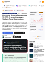 Keystone Breach Deepens as 18,835 Crypto Hardware Wallets Face Destruction