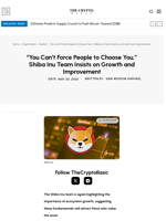 “You Can’t Force People to Choose You,” Shiba Inu Team Insists on Growth and Improvement