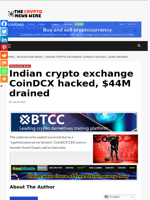 Indian crypto exchange CoinDCX hacked, $44M drained - The Crypto News Wire