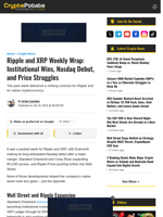 Ripple and XRP Weekly Wrap: Institutional Wins, Nasdaq Debut, and Price Struggles
