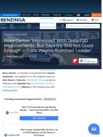 Ross Gerber 'Impressed' With Tesla FSD Improvements, But Says It's 'Still Not Good Enough' — Calls Waymo Robotaxi 'Leader' - Tesla (NASDAQ:TSLA) - Benzinga