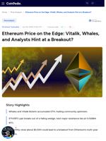 Ethereum Price on the Edge: Vitalik, Whales, and Analysts Hint at a Breakout?