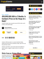 450,000,000 ADA in 2 Months: Is Cardano's Price on the Verge of a Rally?