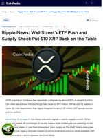 Ripple News: Wall Street’s ETF Push and Supply Shock Put $10 XRP Back on the Table