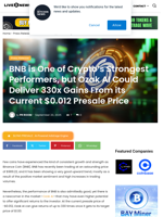 BNB is One of Crypto’s Strongest Performers, but Ozak AI Could Deliver 330x Gains From its Current $0.012 Presale Price | Live Bitcoin News