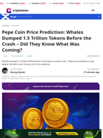 Pepe Coin Price Prediction: Whales Dumped 1.5 Trillion Tokens Before the Crash – Did They Know What Was Coming?