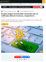 Empery Digital Shareholder Urges BTC Sale, CEO Exit