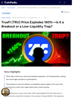 TrueFi (TRU) Price Explodes 160%—Is it a Breakout or a Low-Liquidity Trap?