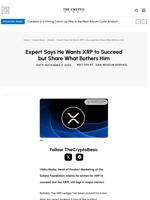 Expert Says He Wants XRP to Succeed but Share What Bothers Him