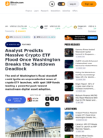 Analyst Predicts Massive Crypto ETF Flood Once Washington Breaks the Shutdown Deadlock – Featured Bitcoin News