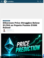 Ethereum Price Struggles Below $1,700 as Pepeto Passes $10M Raised - TechBullion