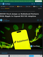 HOOD Stock Jumps as Robinhood Partners With Ripple to Expand RLUSD Adoption