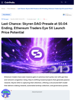 Last Chance: Skyren DAO Presale at $0.04 Ending, Ethereum Traders Eye 5X Launch Price Potential
