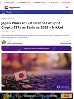 Japan Plans to List First Crypto ETFs as Early as 2028 – Nikkei