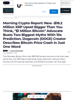 Morning Crypto Report: New -$18.2 Million XRP Upset Bigger Than You Think, 