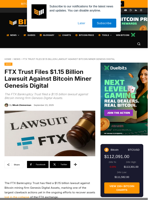 FTX Trust Files $1.15 Billion Lawsuit Against Bitcoin Miner Genesis Digital