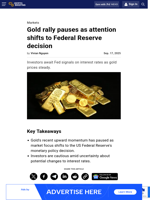 Gold rally pauses as attention shifts to Federal Reserve decision