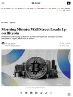 Morning Minute: Wall Street Loads Up on Bitcoin - Decrypt