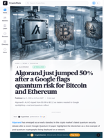 Algorand outperforming Bitcoin and Ethereum due to quantum risks.