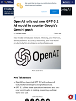 OpenAI rolls out new GPT-5.2 AI model to counter Google’s Gemini push