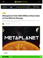 Metaplanet Vote $884 Million Share Sale to Fuel Bitcoin Buying
